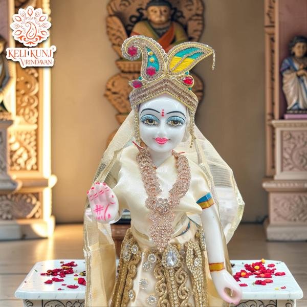 15 Inch Radha Krishna Dust Marble Idol Murti Vigrah with Poshak and Shringar – Divine Deity Set for Home & Temple Worship